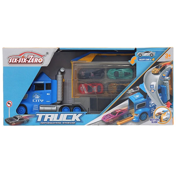 Đồ chơi mô hình bộ xe tải container và trạm xe đô thị Six Six Zero 9915 (660-S46)