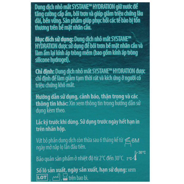 Dung dịch nhỏ mắt SYSTANE HYDRATION giúp bôi trơn bề mặt nhãn cầu và làm ẩm lại kính áp tròng chai 10ml - 9