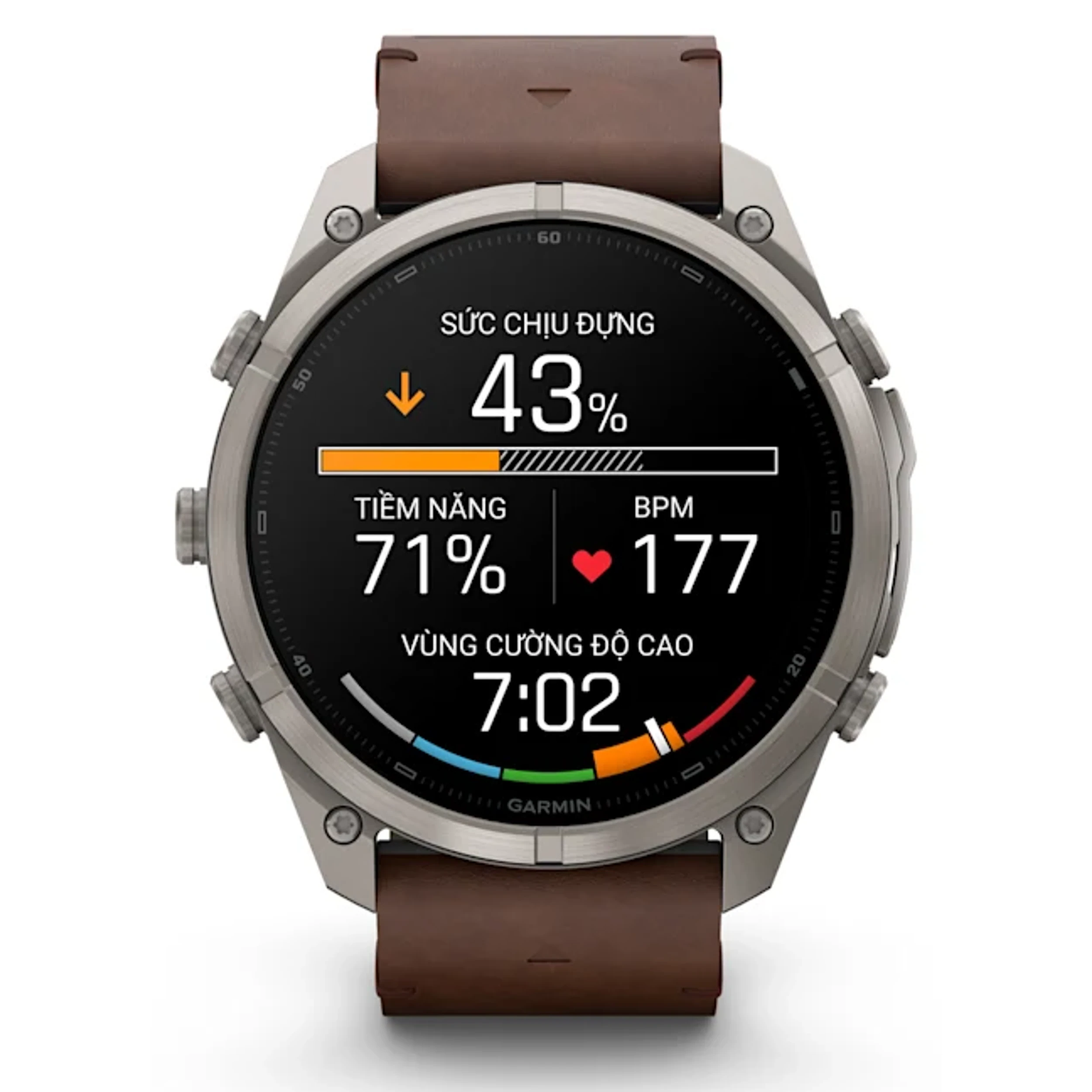 Garmin Fenix 9 Pro Sapphire 47mm viền Titanium dây da Nâu - 2