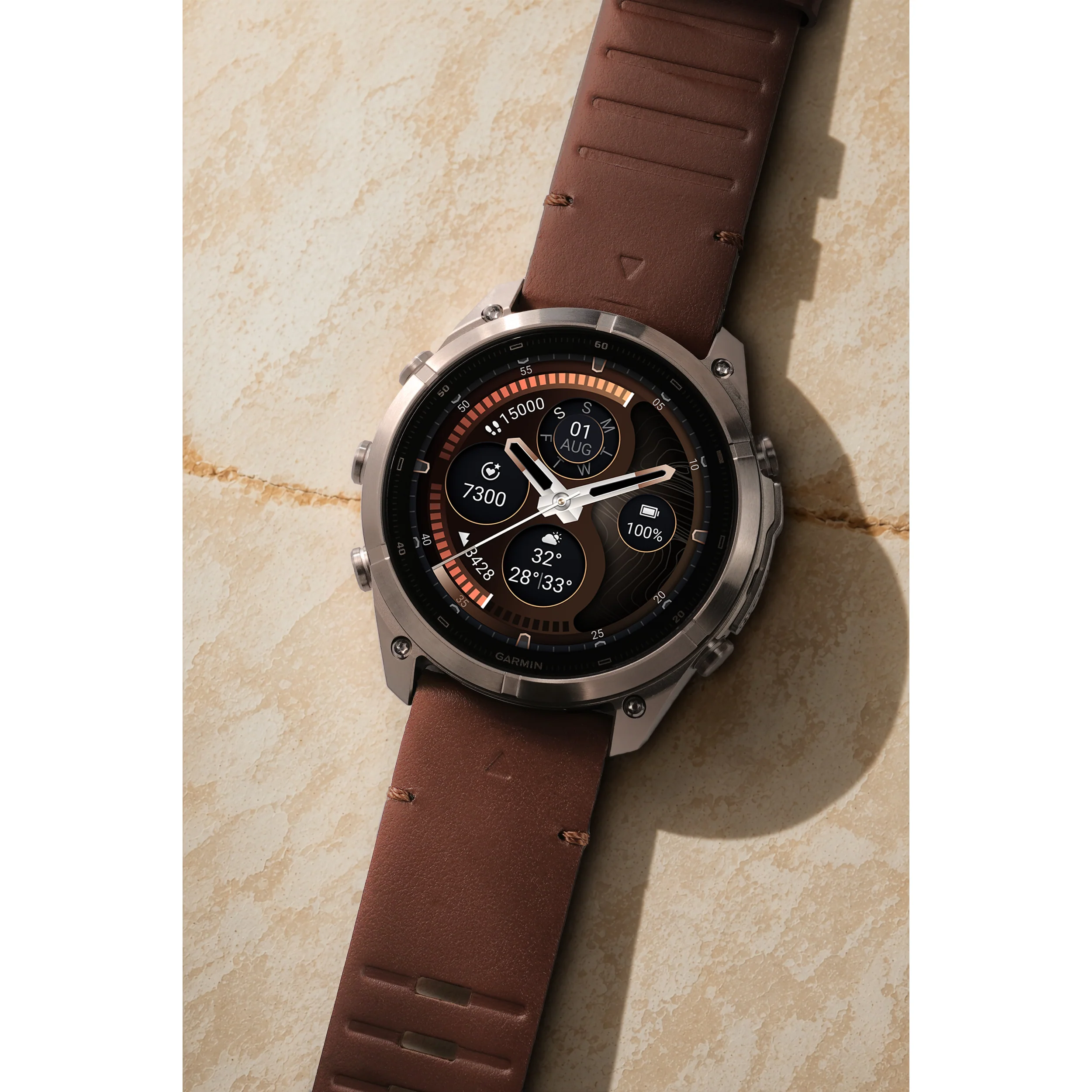Garmin Fenix 9 Pro Sapphire 47mm viền Titanium dây da Nâu - 11