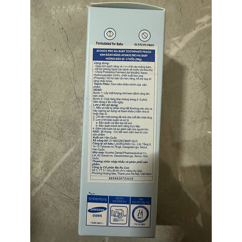 Kem đánh răng cho bé 3-10 tuổi Atono2 hương đào 50g 8