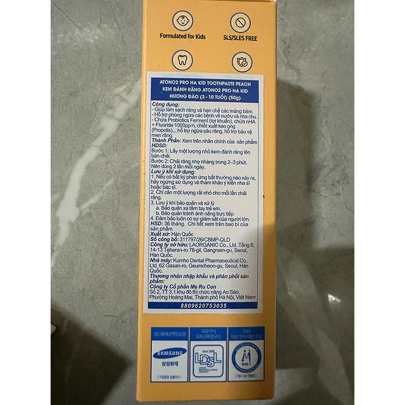 Kem đánh răng cho bé 3-10 tuổi Atono2 hương đào 50g 3