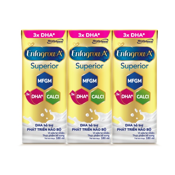 Lốc 3 hộp sữa pha sẵn Enfagrow A+ Superior 180 ml (từ 1 tuổi) - AVAKids.com