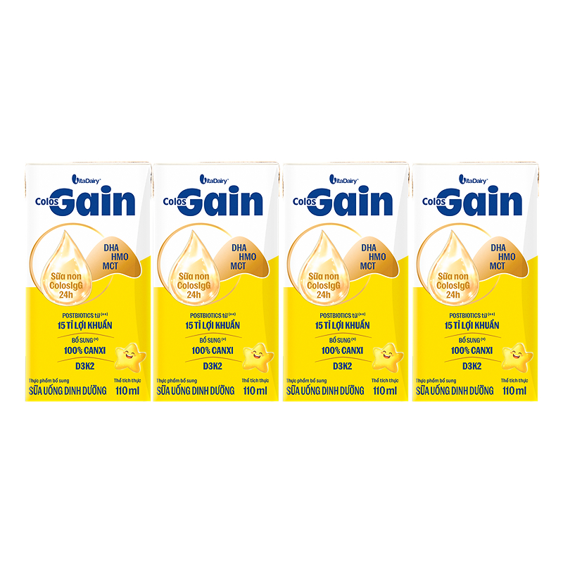 Lốc 4 hộp sữa non pha sẵn Colos Gain hương vani 110 ml (từ 1 tuổi) - Giao bao bì ngẫu nhiên 27