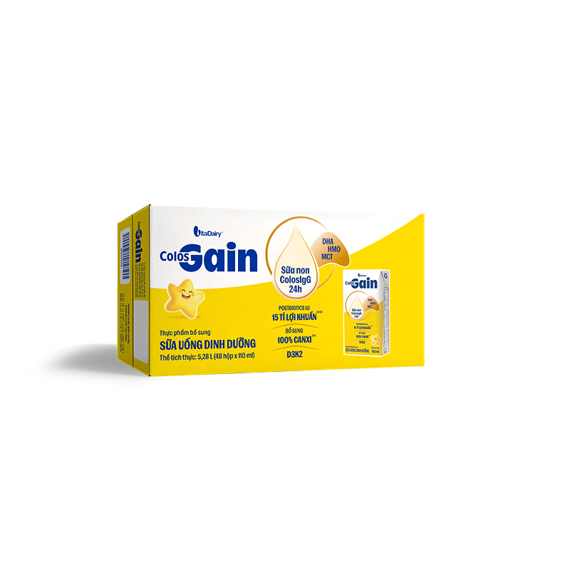 Lốc 4 hộp sữa non pha sẵn Colos Gain hương vani 110 ml (từ 1 tuổi) - Giao bao bì ngẫu nhiên 25