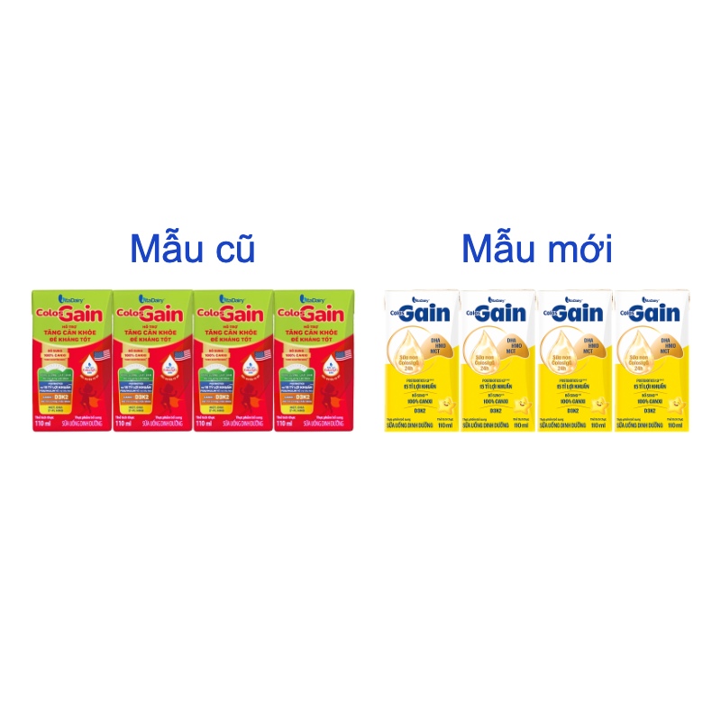 Lốc 4 hộp sữa non pha sẵn Colos Gain hương vani 110 ml (từ 1 tuổi) - Giao bao bì ngẫu nhiên 2
