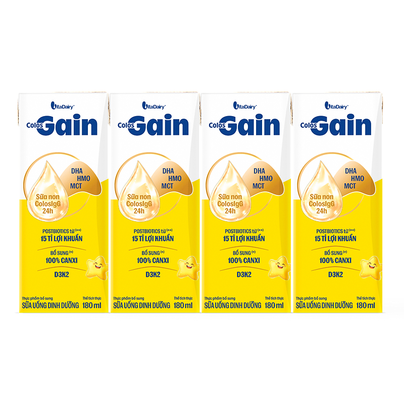 Lốc 4 hộp sữa non pha sẵn Colos Gain hương vani 180 ml (từ 1 tuổi) - Giao bao bì ngẫu nhiên 27