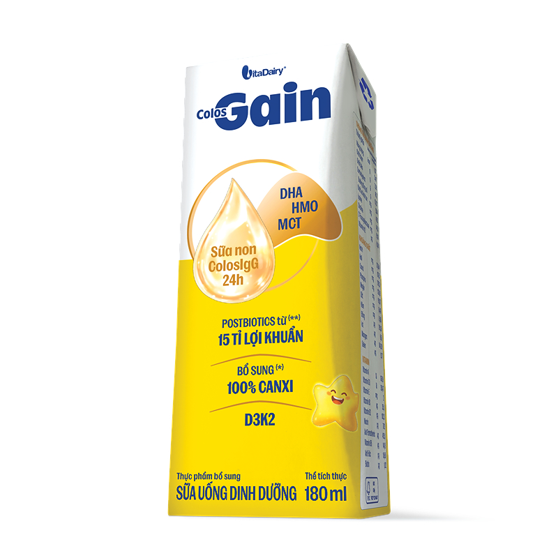 Lốc 4 hộp sữa non pha sẵn Colos Gain hương vani 180 ml (từ 1 tuổi) - Giao bao bì ngẫu nhiên 9