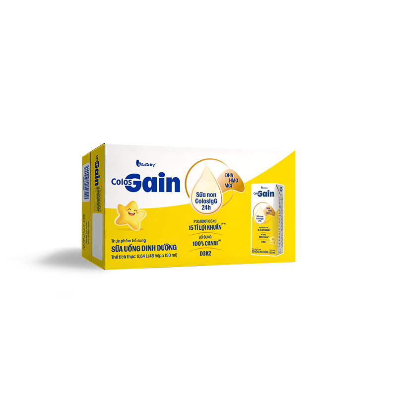 Lốc 4 hộp sữa non pha sẵn Colos Gain hương vani 180 ml (từ 1 tuổi) - Giao bao bì ngẫu nhiên 25