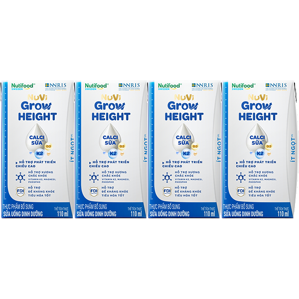 Lốc 4 hộp sữa pha sẵn Nuvi Grow Height