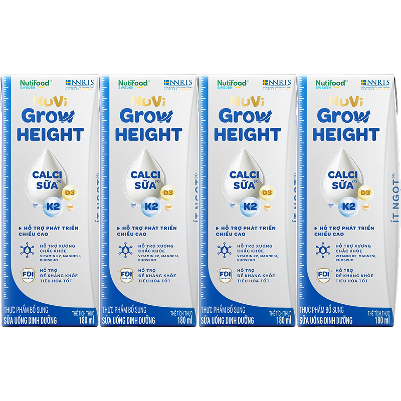 Lốc 4 hộp sữa pha sẵn Nuvi Grow Height 180 ml (từ 1 tuổi) 2