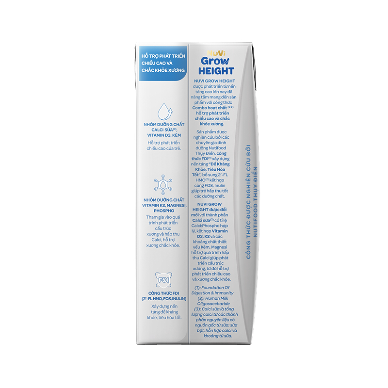 Lốc 4 hộp sữa pha sẵn Nuvi Grow Height 180 ml (từ 1 tuổi) 4