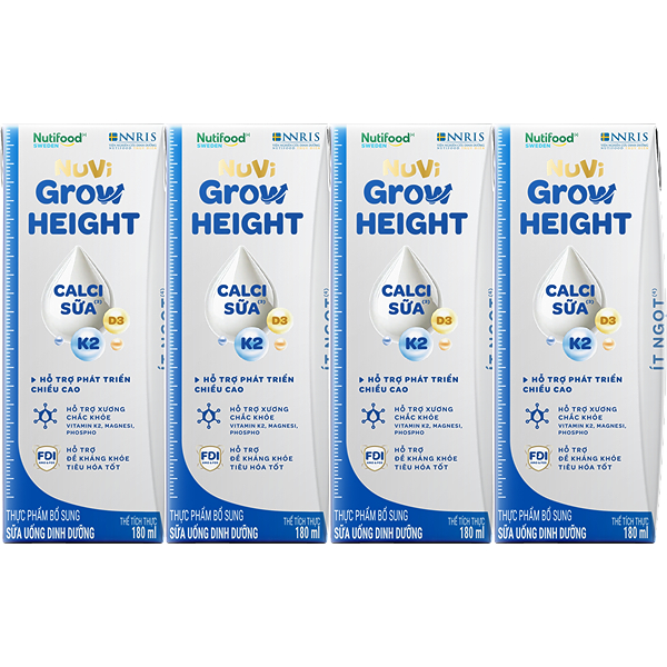 Lốc 4 hộp sữa pha sẵn Nuvi Grow Height