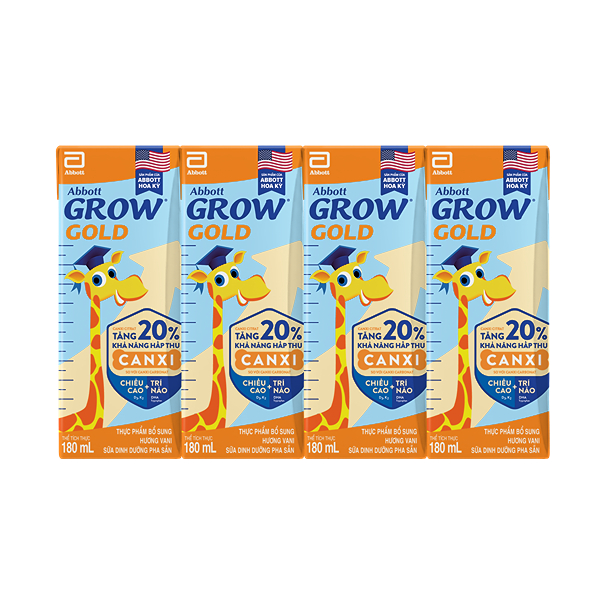 Lốc 4 hộp sữa bột pha sẵn Abbott Grow Gold 180ml (từ 1 tuổi) - AVAKids.com