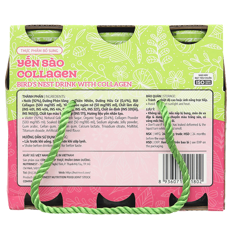 Nước yến Collagen Green Bird Nutrinest lốc 6 chai x 185ml - 16
