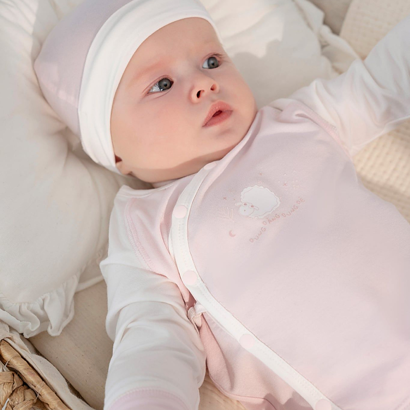 Nón sơ sinh cừu bông La Pomme petit màu hồng (0 - 6 tháng) 3