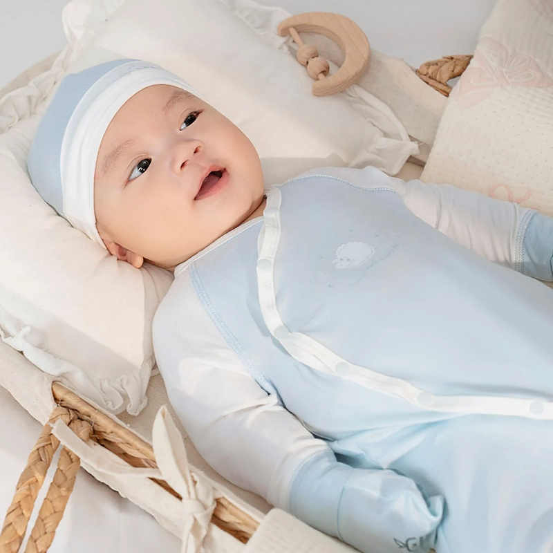Nón sơ sinh cừu bông La Pomme petit màu hồng (0 - 6 tháng) 9
