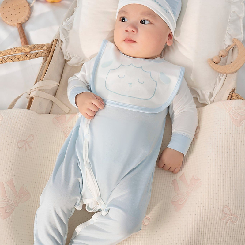 Nón sơ sinh cừu bông La Pomme petit màu hồng (0 - 6 tháng) 8