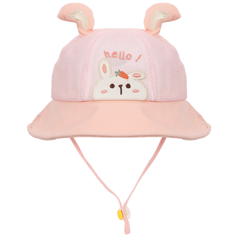 Nón vành cho bé TOP KIDS lưới thỏ con hello màu hồng 2