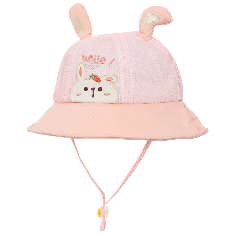 Nón vành cho bé TOP KIDS lưới thỏ con hello màu hồng 3