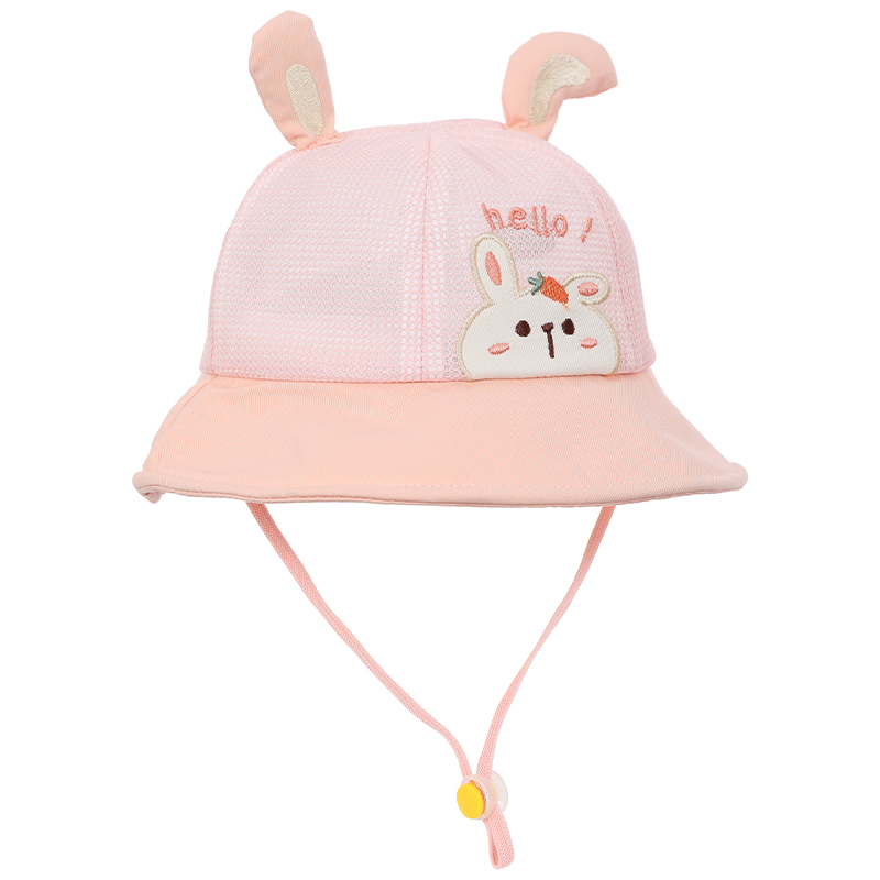 Nón vành cho bé TOP KIDS lưới thỏ con hello màu hồng 4