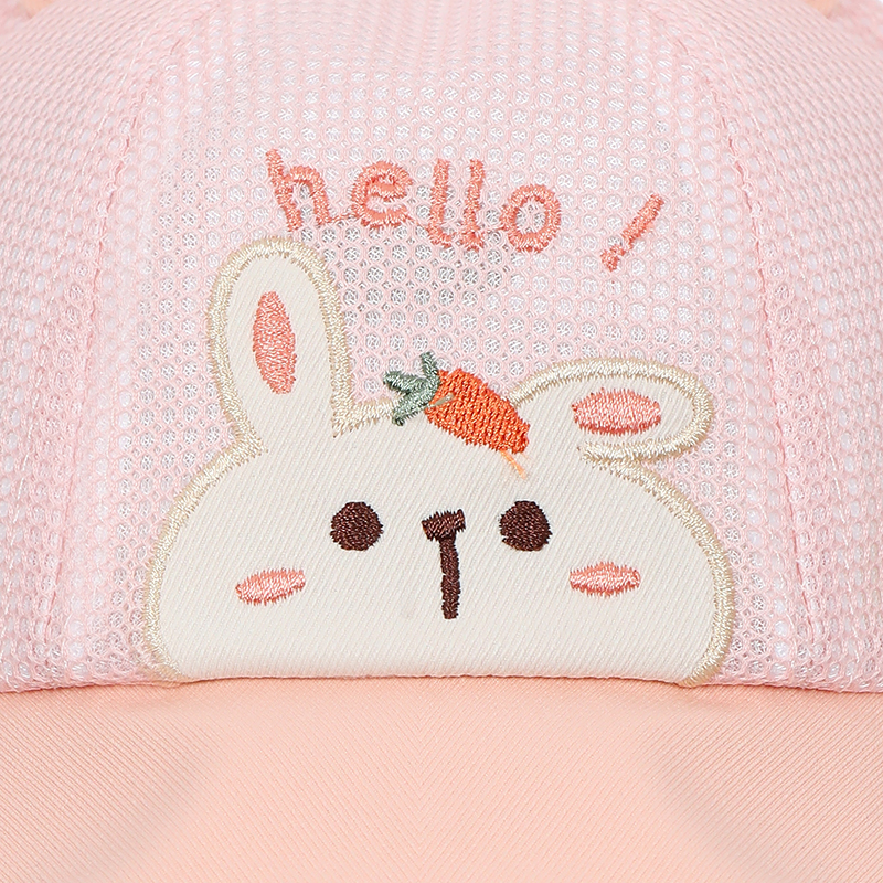 Nón vành cho bé TOP KIDS lưới thỏ con hello màu hồng 6
