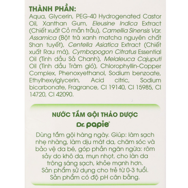 Nước tắm gội thảo dược Dr.Papie ngừa rôm sảy, mẩn ngứa cho bé chai 230ml - 14