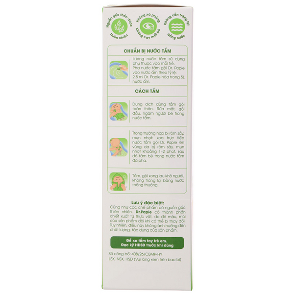 Nước tắm gội thảo dược Dr.Papie ngừa rôm sảy, mẩn ngứa cho bé chai 230ml - 8