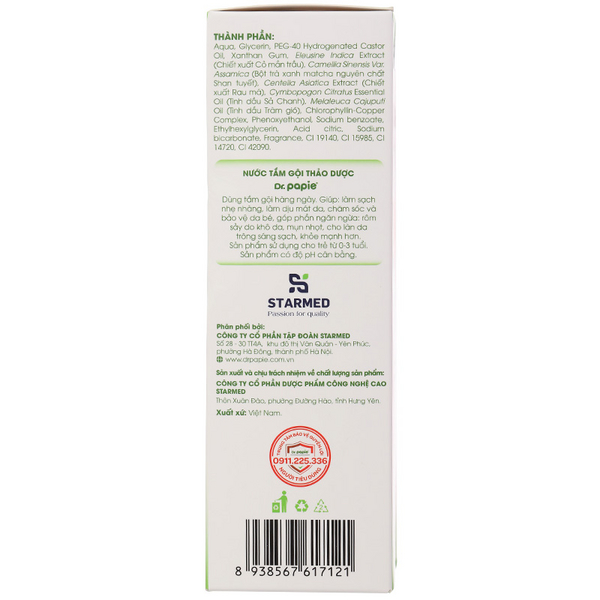 Nước tắm gội thảo dược Dr.Papie ngừa rôm sảy, mẩn ngứa cho bé chai 230ml - 9