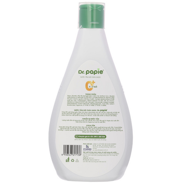 Nước tắm gội thảo dược Dr.Papie ngăn ngừa rôm sảy, mụn nhọt, nổi mề đay cho bé chai 500ml - 9
