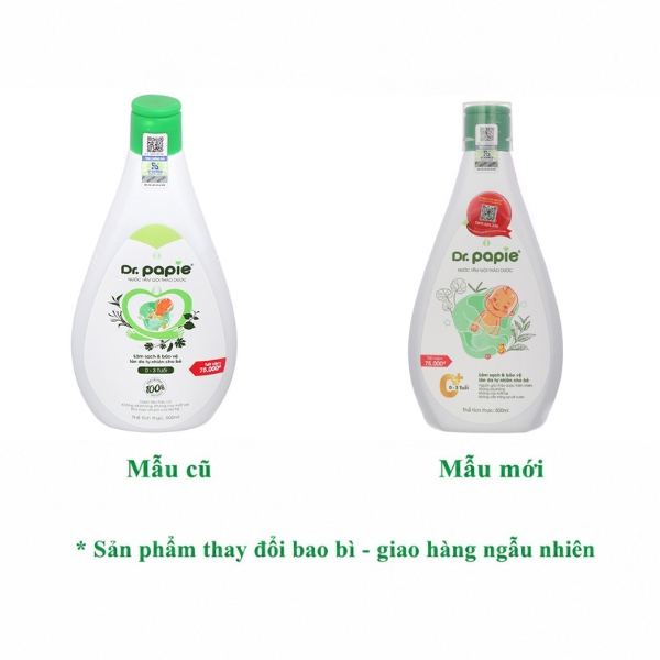 Nước tắm gội thảo dược Dr.Papie ngăn ngừa rôm sảy, mụn nhọt, nổi mề đay cho bé chai 500ml