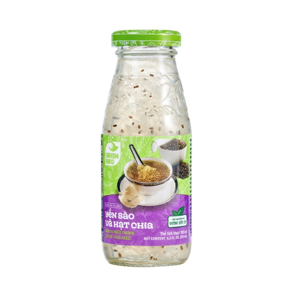 Lốc 6 chai nước yến sào hạt chia Green Bird 185 ml/chai thơm ngon - AVAKids.com