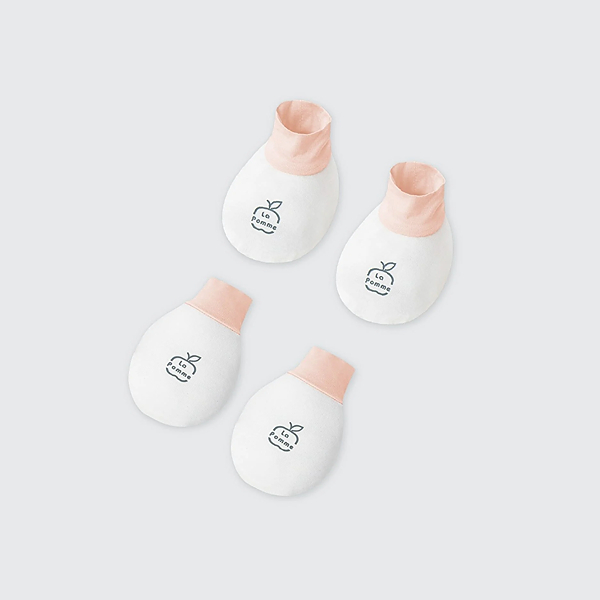 Set bao tay bao chân La Pomme petit - màu trắng