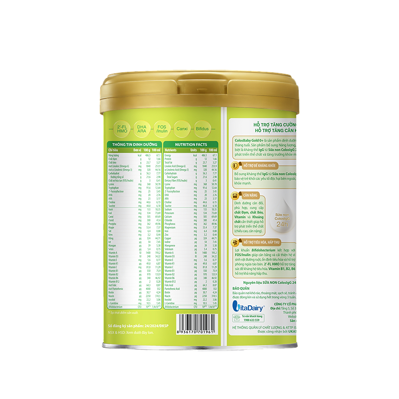 Sữa bột ColosBaby Gold 0+ (sữa non) hương vani 800g (0 - 12 tháng) - Giao ngẫu nhiên 5