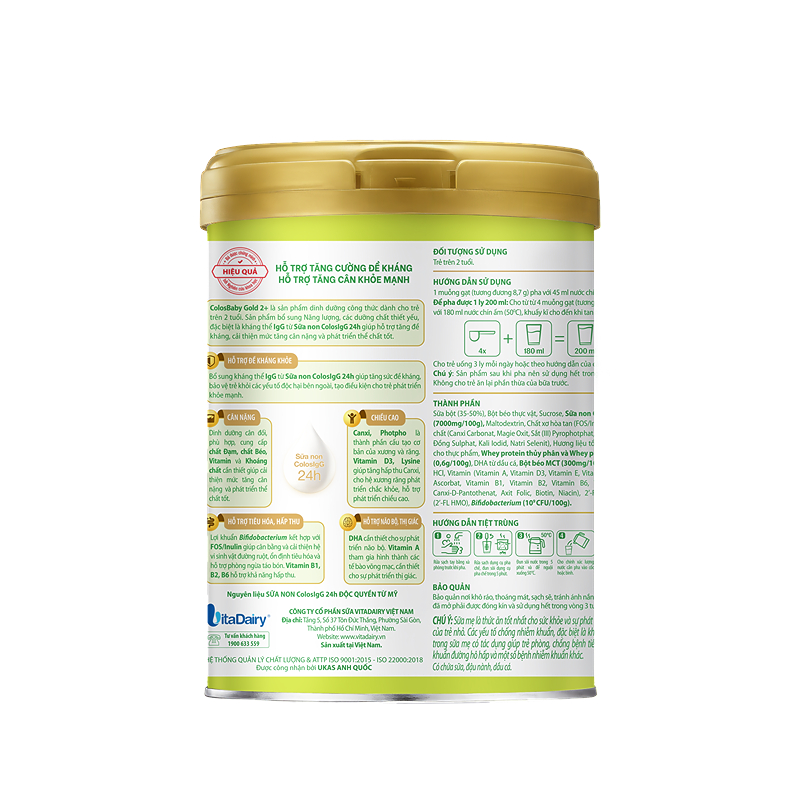 Sữa bột ColosBaby Gold 2+ (sữa non) hương vani 800g (từ 2 tuổi) - Giao ngẫu nhiên 5