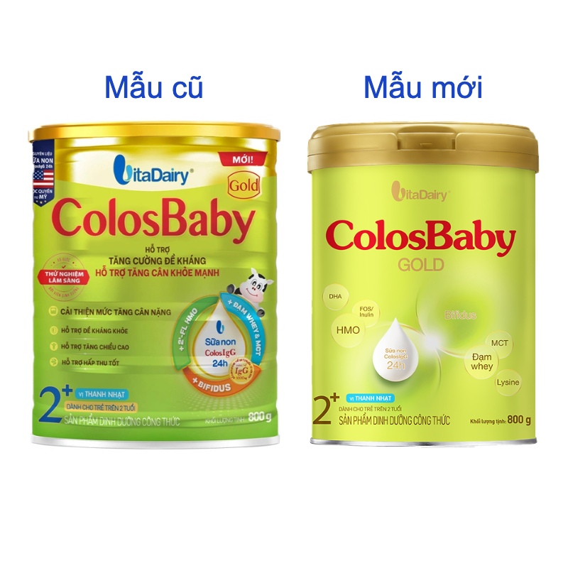 Sữa bột ColosBaby Gold 2+ (sữa non) hương vani 800g (từ 2 tuổi) - Giao ngẫu nhiên 2