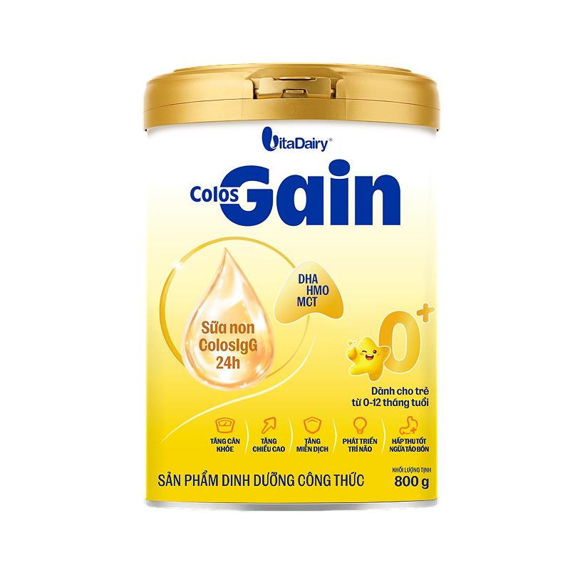 Sữa bột Colos Gain 0+ (sữa non) hương vani 800g (0 - 12 tháng) - Giao ngẫu nhiên 3