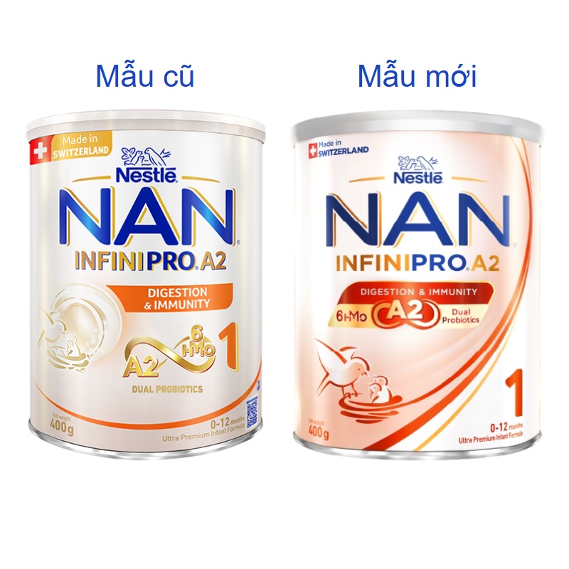 Sữa bột NAN InfiniPro A2 6HMO số 1 (đạm quý A2) 400g (0 - 12 tháng) - Giao bao bì ngẫu nhiên 2