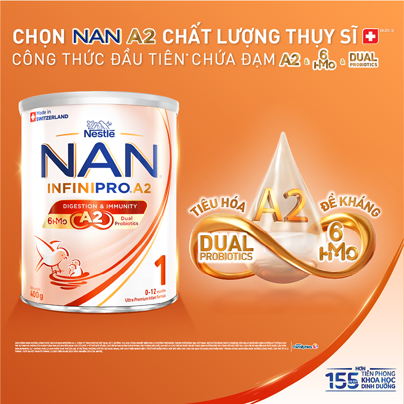 Sữa bột NAN InfiniPro A2 6HMO số 1 (đạm quý A2) 400g (0 - 12 tháng) - Giao bao bì ngẫu nhiên 13