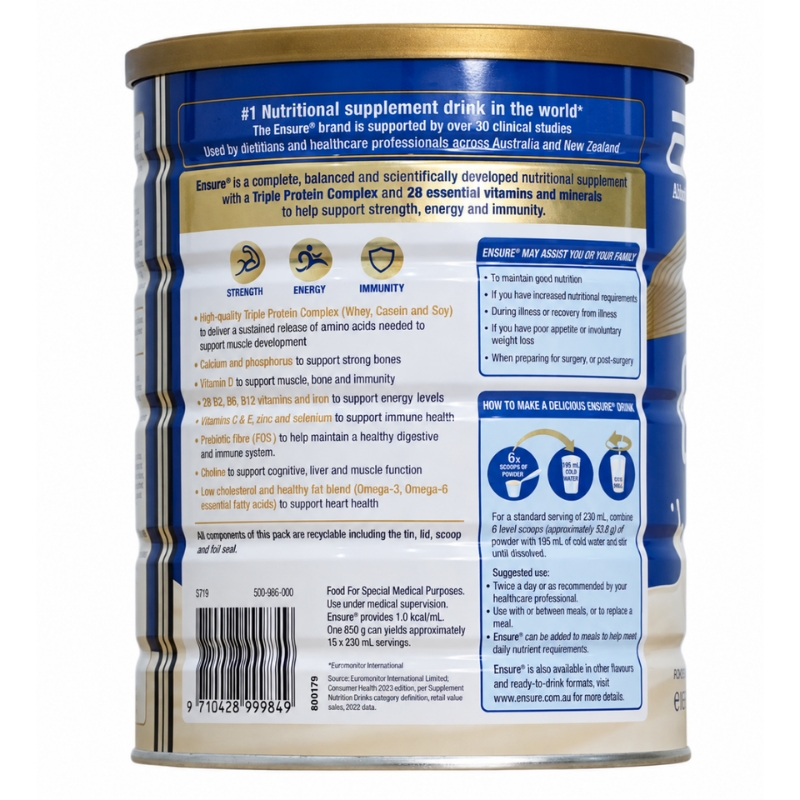 Sữa bột người lớn Abbott Ensure Powder Úc hương Vani 850g 3