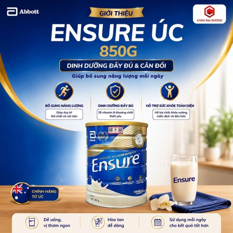 Sữa bột người lớn Abbott Ensure Powder Úc hương Vani 850g 7