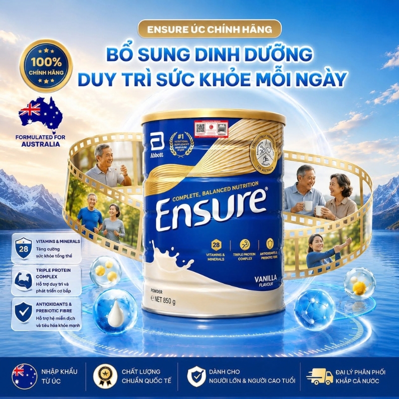 Sữa bột người lớn Abbott Ensure Powder Úc hương Vani 850g 9