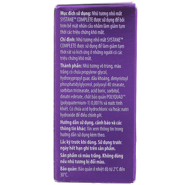 Dung dịch nhỏ mắt Systane Complete giảm kích ứng mắt, khô mắt lọ chai 5ml - 9