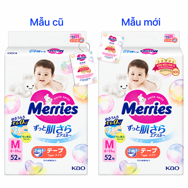 Tã dán Merries size M 52 miếng (6 - 11 kg) - Giao bao bì ngẫu nhiên 2