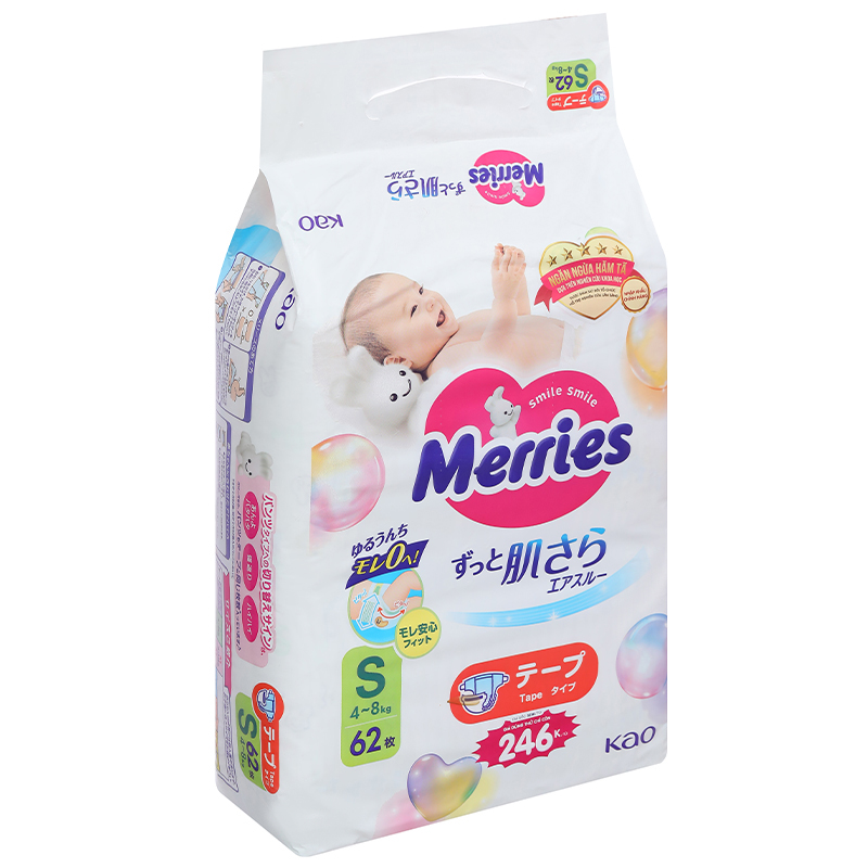 Tã dán Merries size S 62 miếng (4 - 8 kg) - Giao bao bì ngẫu nhiên 3