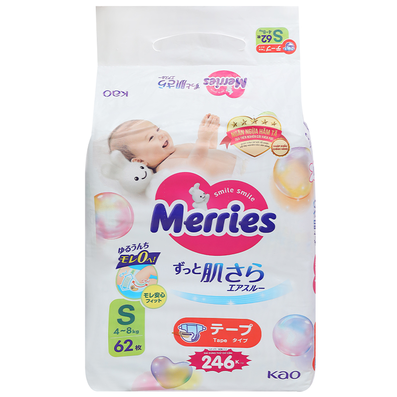 Tã dán Merries size S 62 miếng (4 - 8 kg) - Giao bao bì ngẫu nhiên 4
