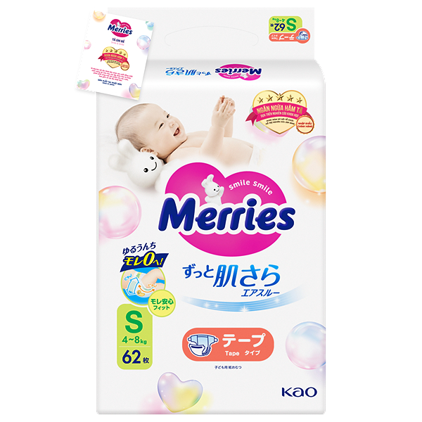Tã dán Merries size S - Mẫu mới