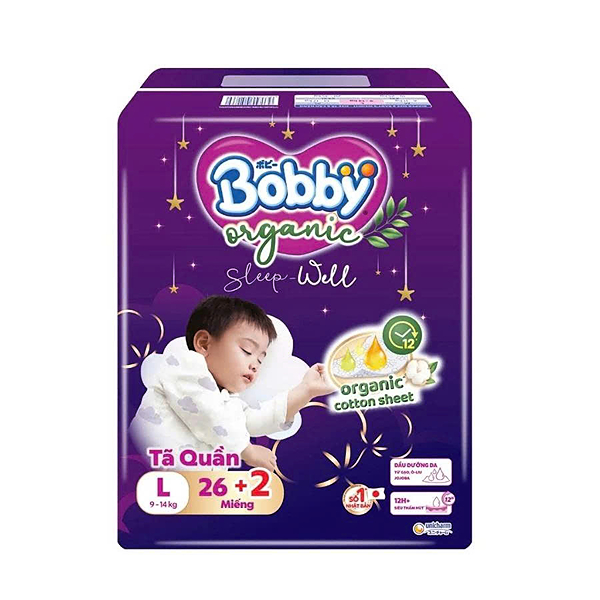 Tã quần bobby organic sleep well L26