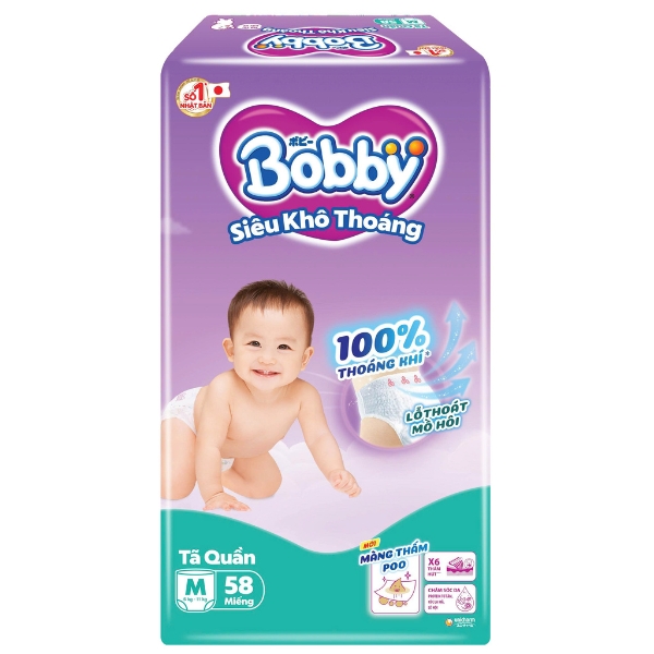 Tã quần Bobby size M 56 miếng (6 - 11 kg) - Giao bao bì ngẫu nhiên
