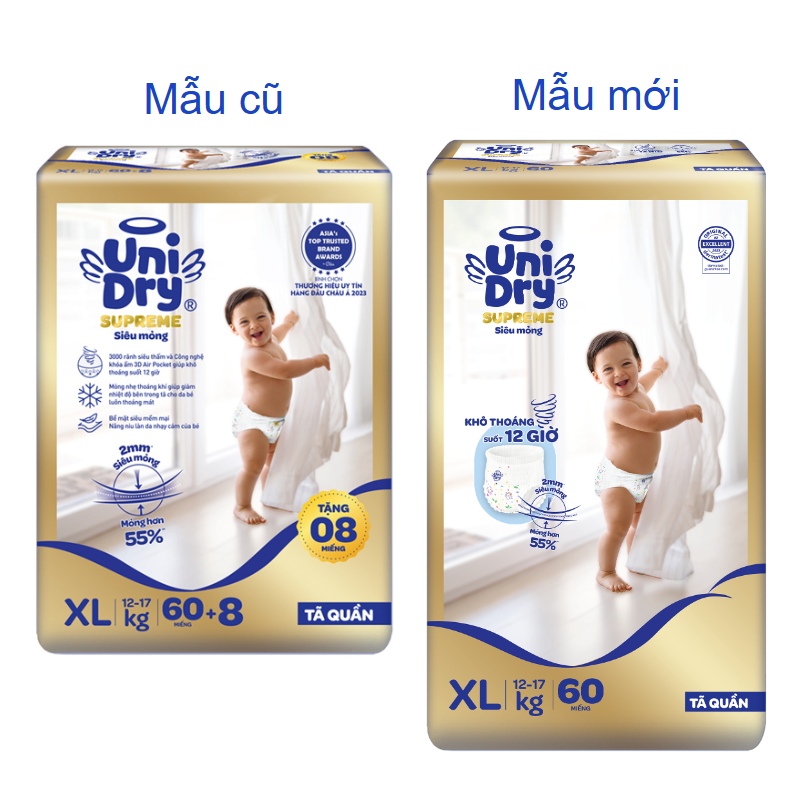 Tã quần Unidry Supreme Thin & Soft size L 68 + 8 miếng (9 - 14 kg) 31